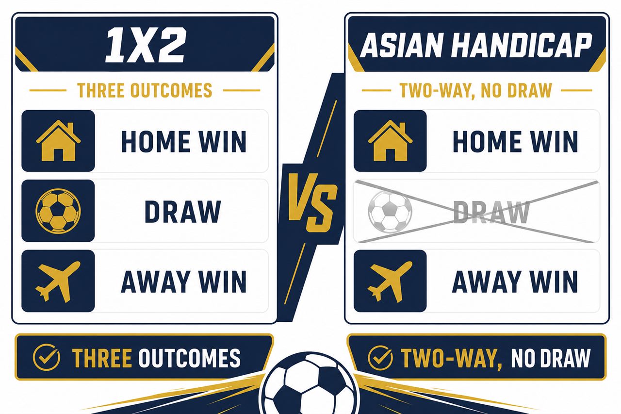 Comparison of Asian handicap two-way market versus 1X2 three-way market