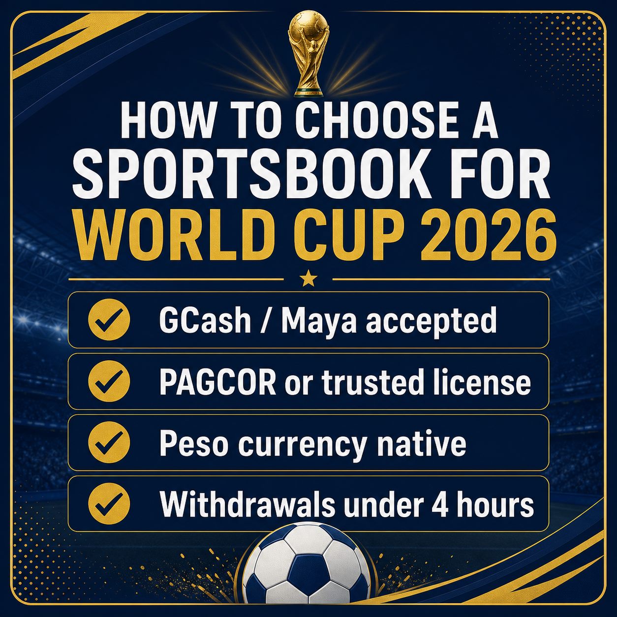 Sportsbook selection checklist for Filipino World Cup 2026 bettors