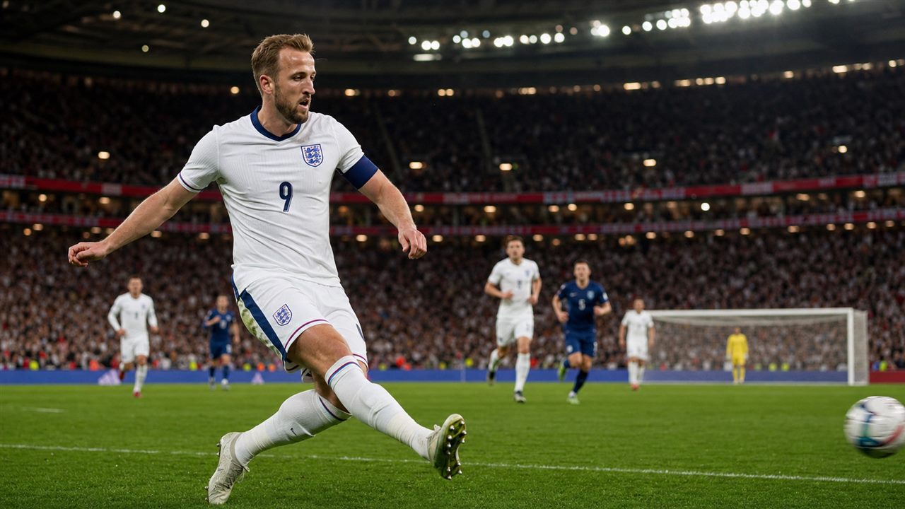 Harry Kane in the white England shirt at World Cup 2026
