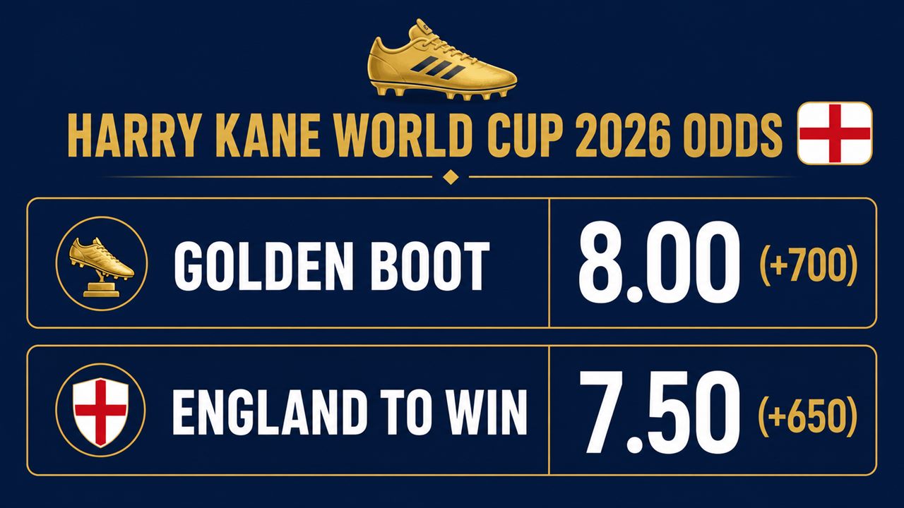 Harry Kane World Cup 2026 Golden Boot odds 8.00 and England outright 7.50