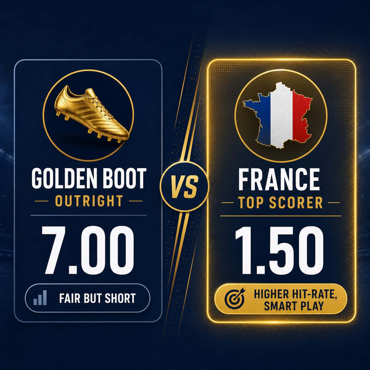 Mbappe Golden Boot outright 7.00 versus France Top Scorer 1.50 value comparison