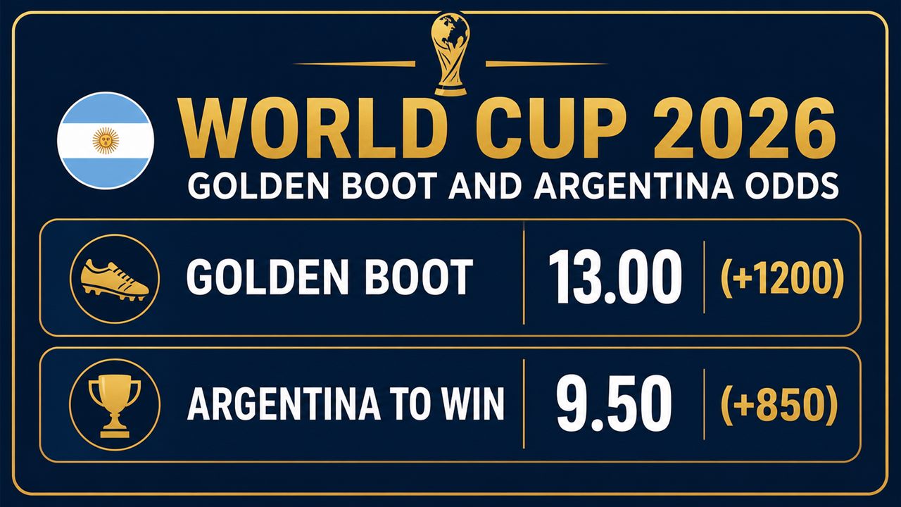 Messi World Cup 2026 Golden Boot odds 13.00 and Argentina outright 9.50