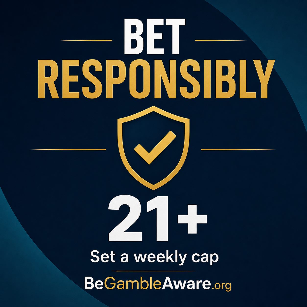 Responsible gambling reminder: bet responsibly, 21 plus, BeGambleAware
