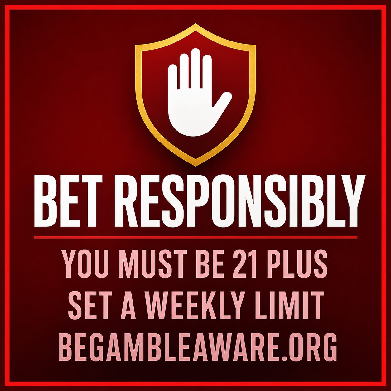 Responsible gambling reminder: bet responsibly, 21 plus, BeGambleAware