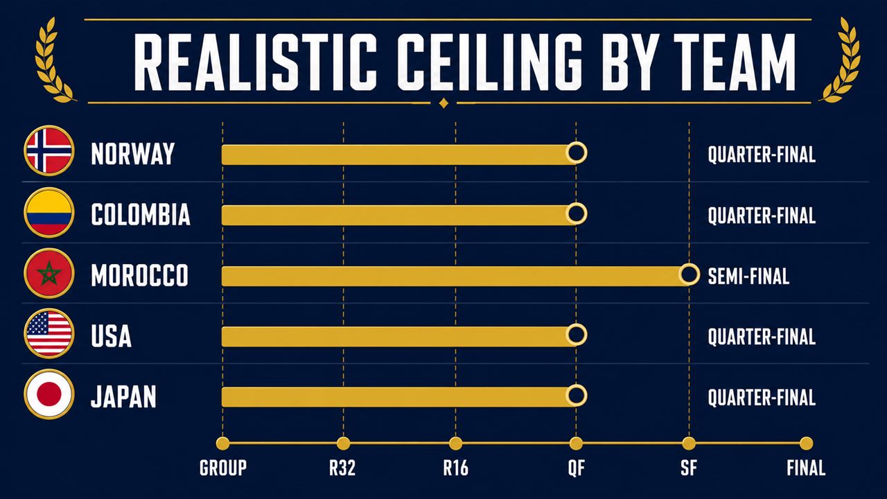 Realistic ceiling per dark horse: how far each can go at World Cup 2026