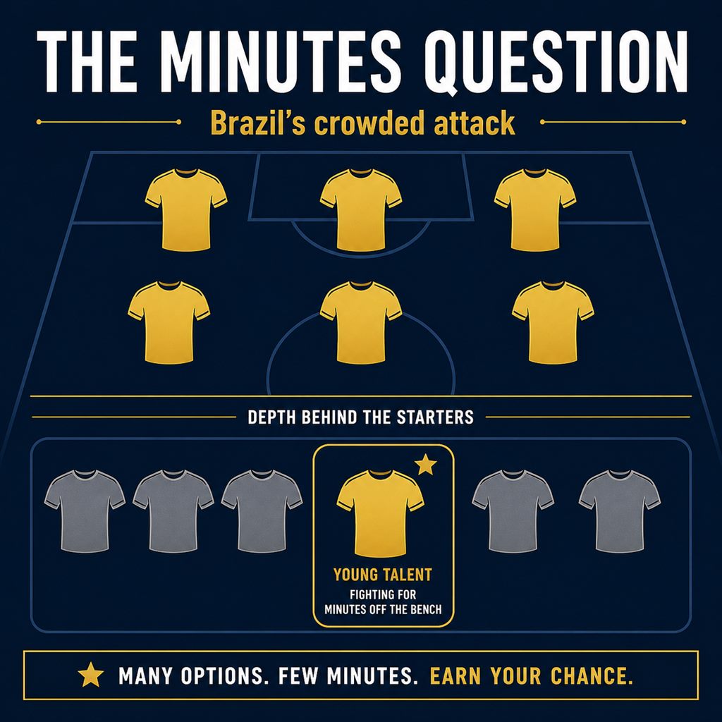 The minutes question: Endrick competes for striker minutes behind a crowded Brazil front line