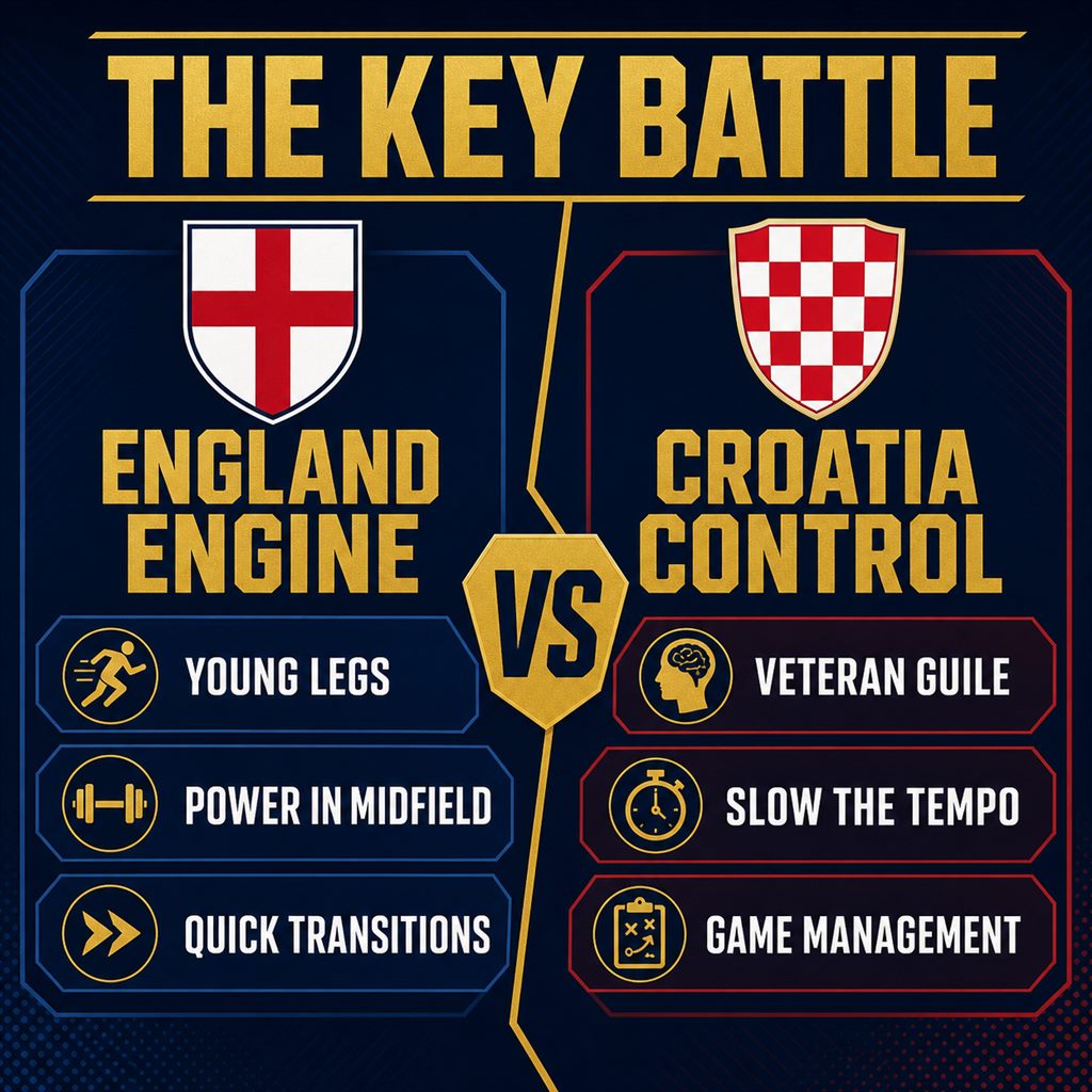 The key battle: England's young engine against Croatia's veteran midfield control