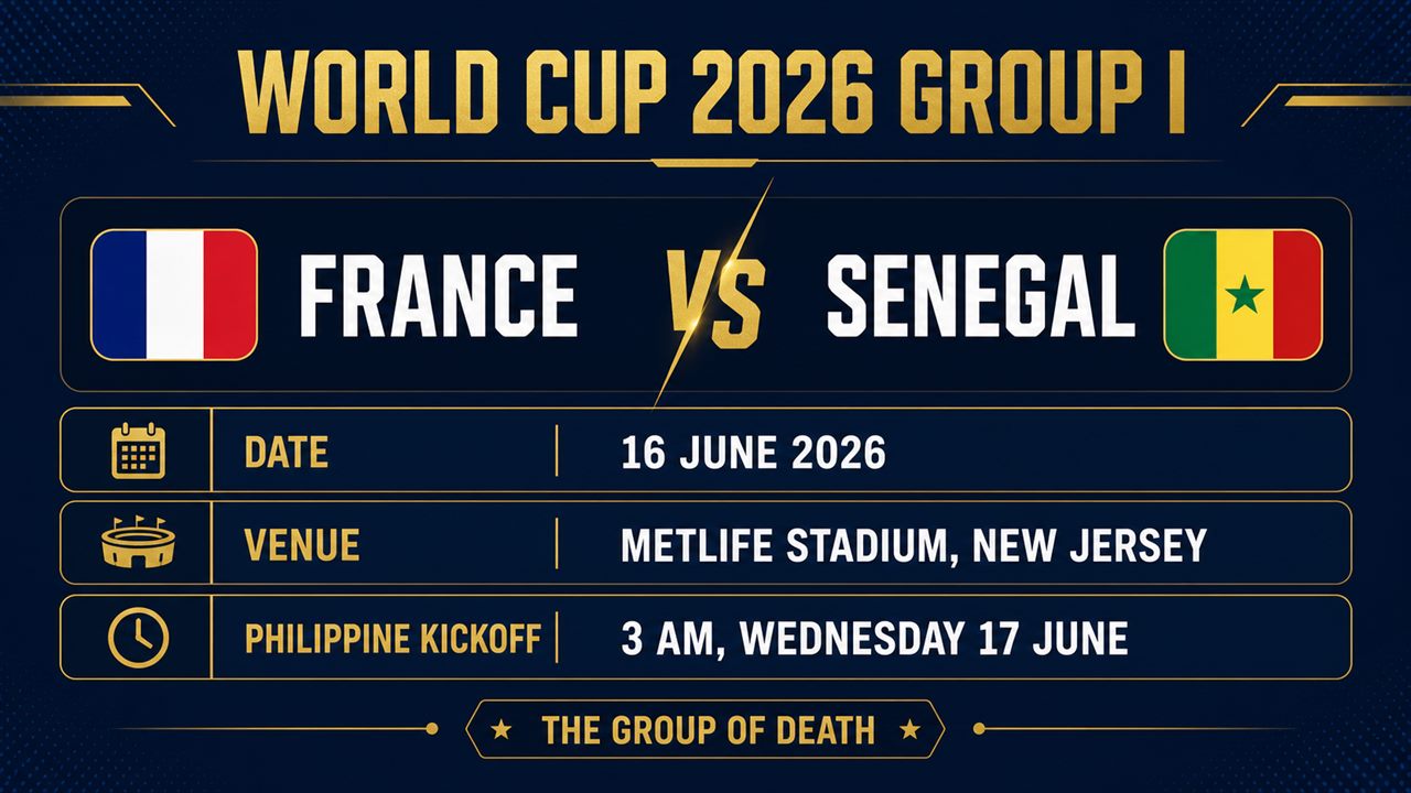 France vs Senegal fixture card: 16 June, MetLife Stadium, 3am Philippine time on 17 June, Group I