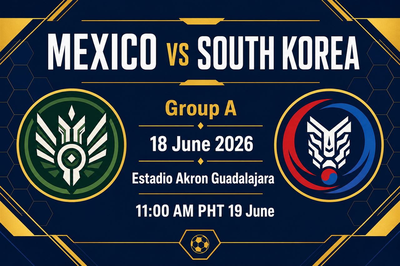 Mexico vs South Korea fixture card: 18 June, Estadio Akron Guadalajara, 11am Philippine time on 19 June, Group A