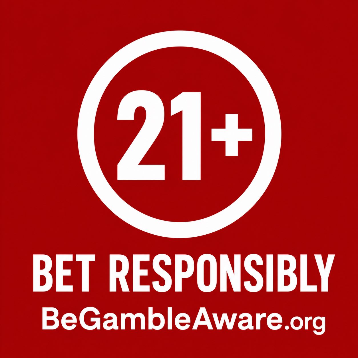 Responsible gambling reminder: bet responsibly, 21 plus, BeGambleAware