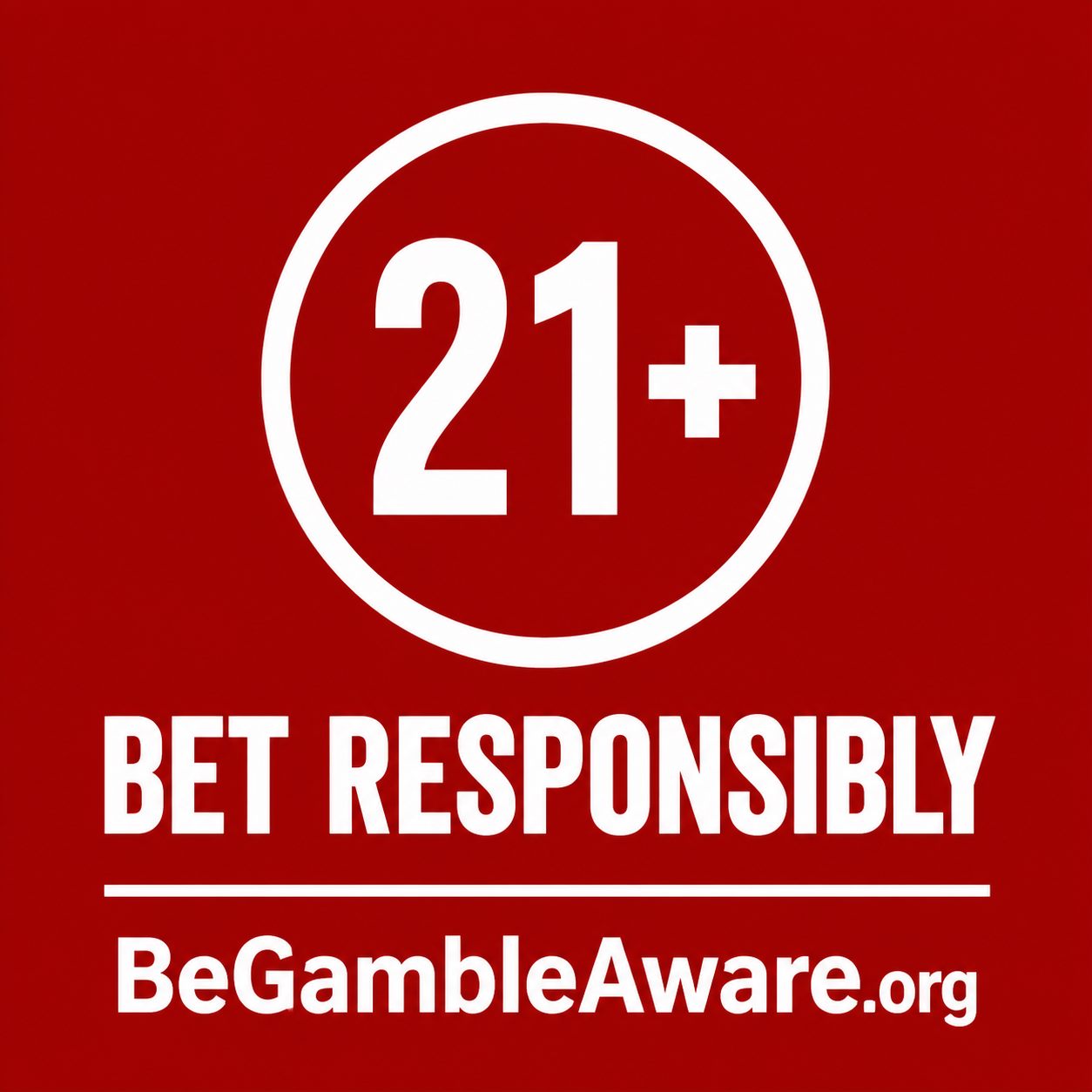 Responsible gambling reminder: bet responsibly, 21 plus, BeGambleAware