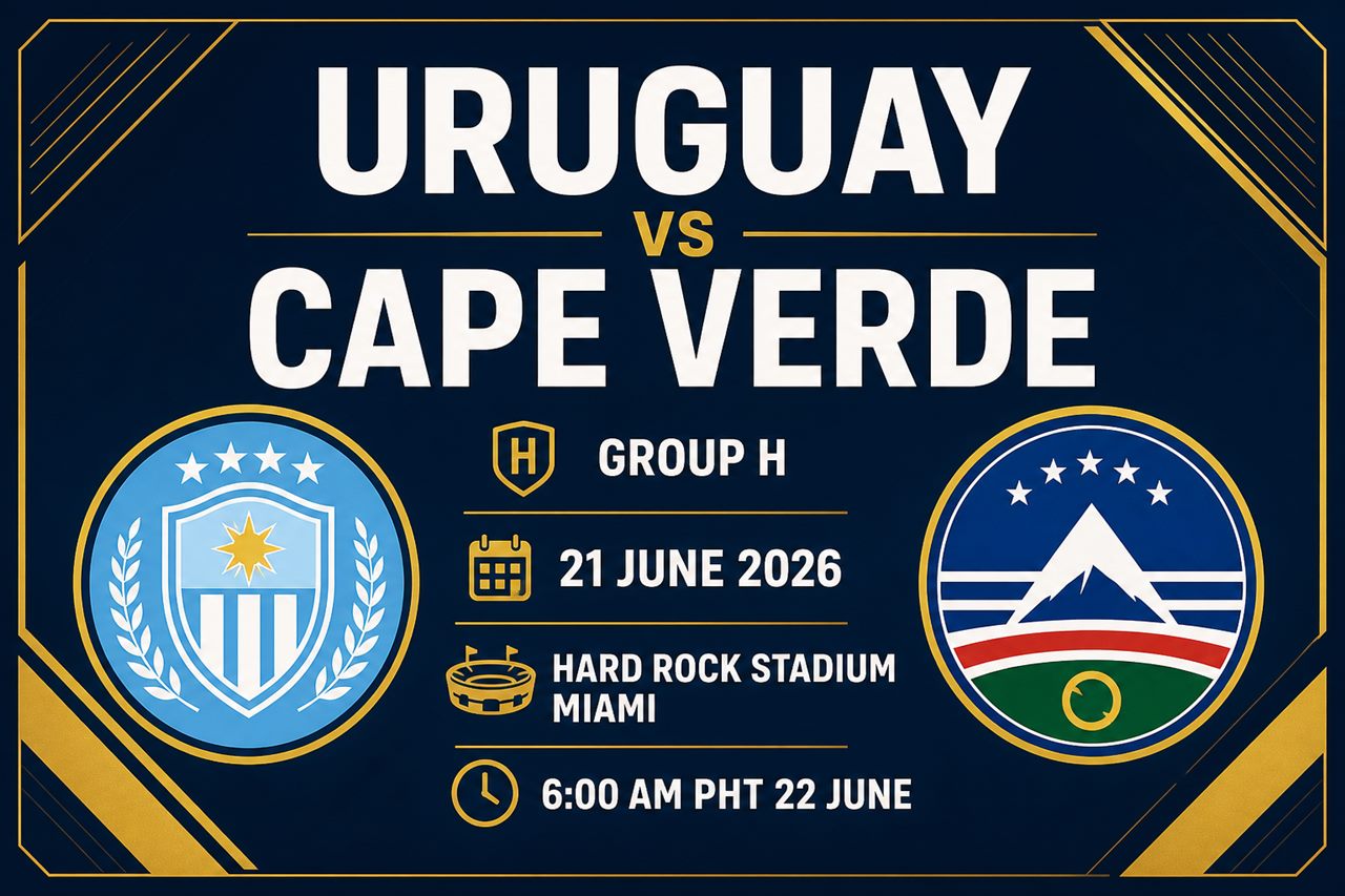 Uruguay vs Cape Verde fixture card: 21 June, Hard Rock Stadium Miami, 6am Philippine time on 22 June, Group H