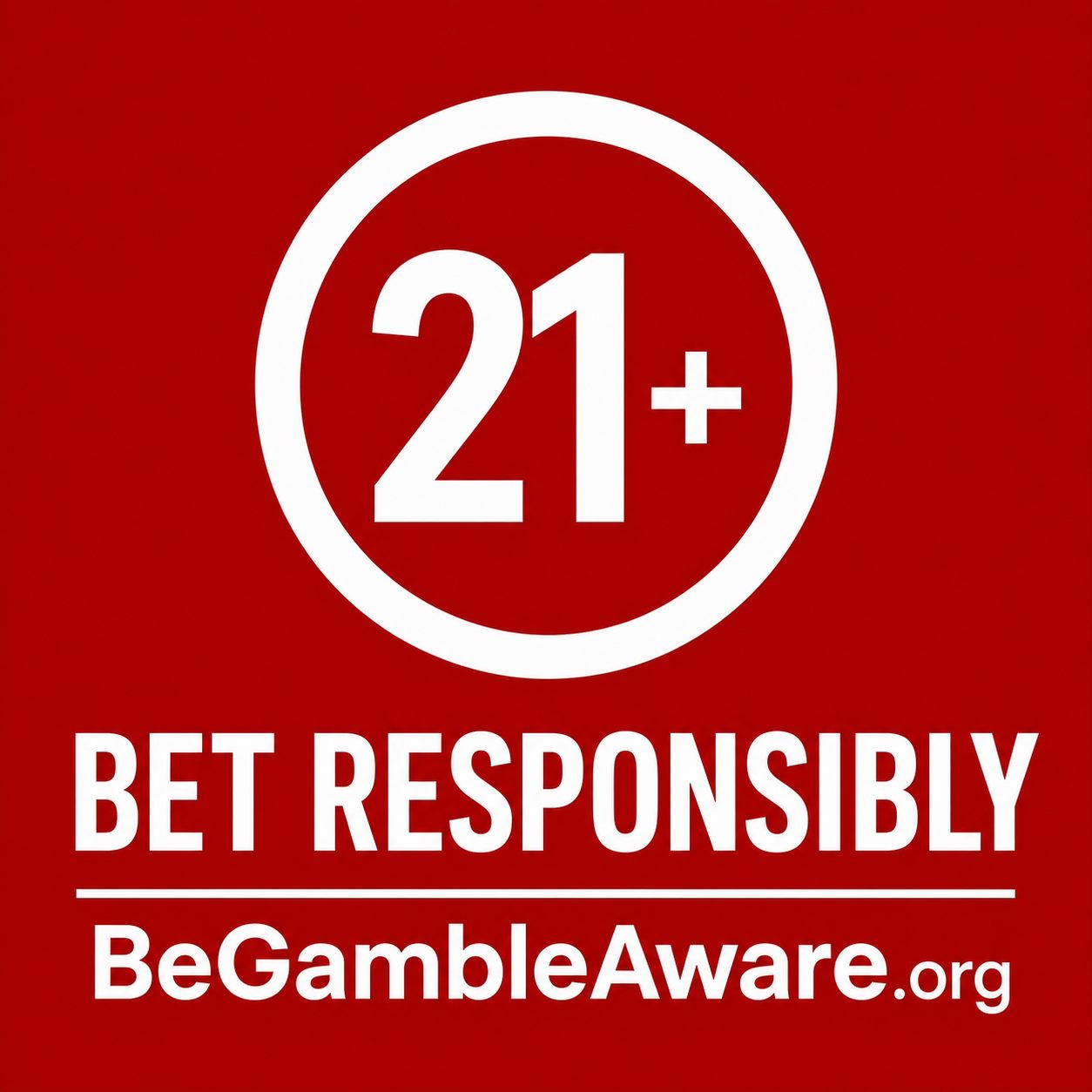 Responsible gambling reminder: bet responsibly, 21 plus, BeGambleAware