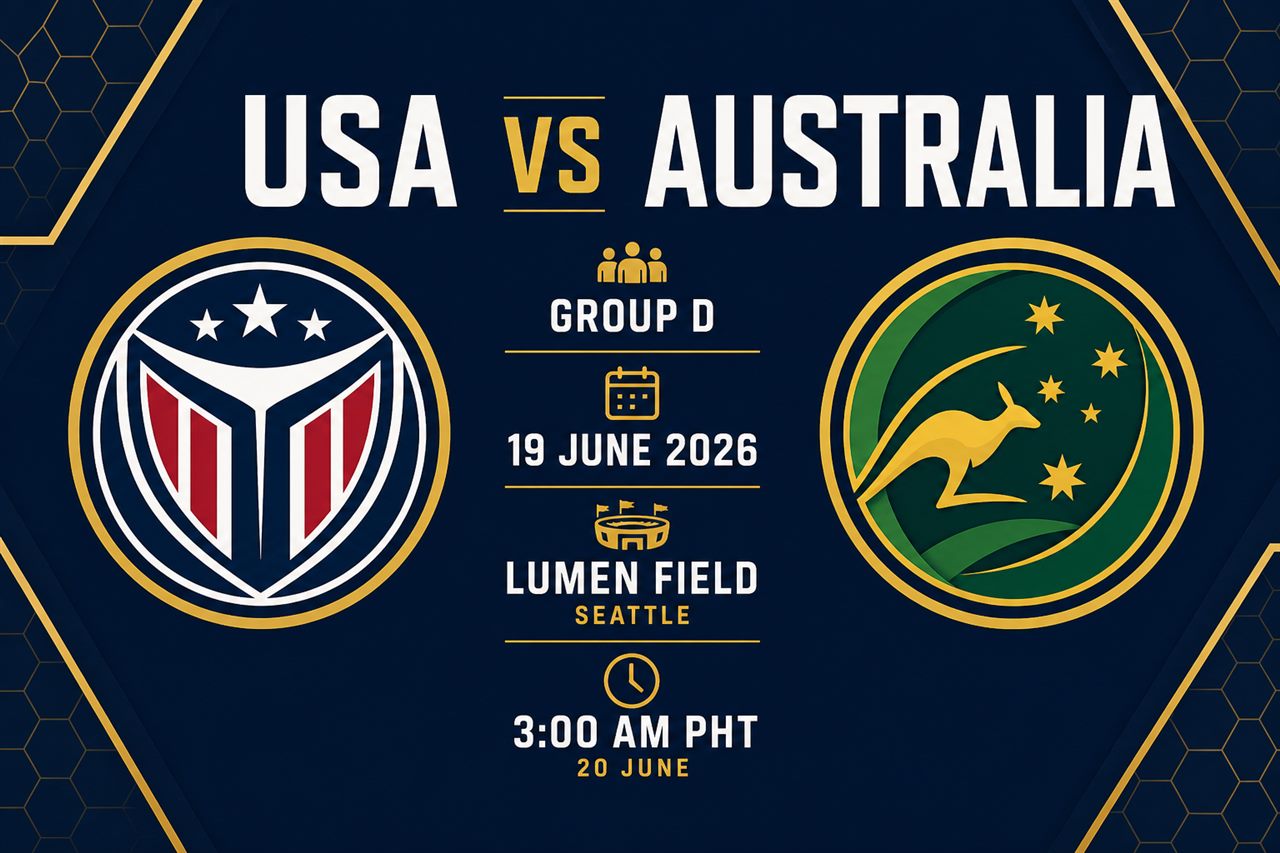USA vs Australia fixture card: 19 June, Lumen Field Seattle, 3am Philippine time on 20 June, Group D