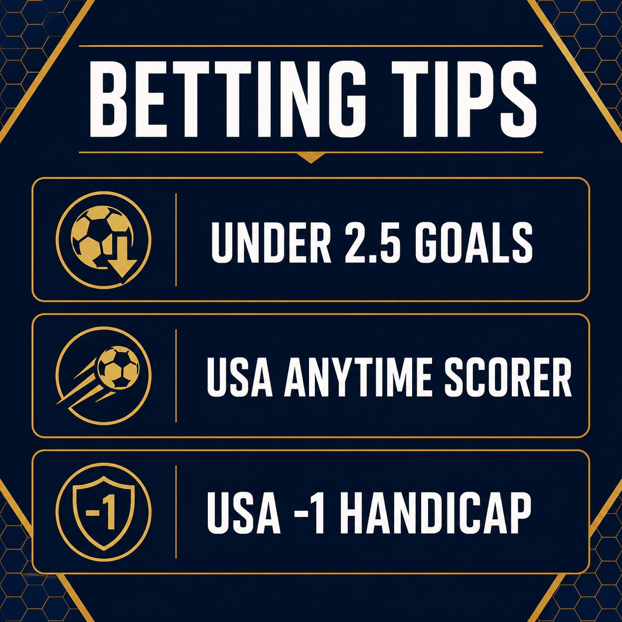 Best bets for USA vs Australia: Under 2.5 goals, a USA anytime scorer, USA minus 1 handicap