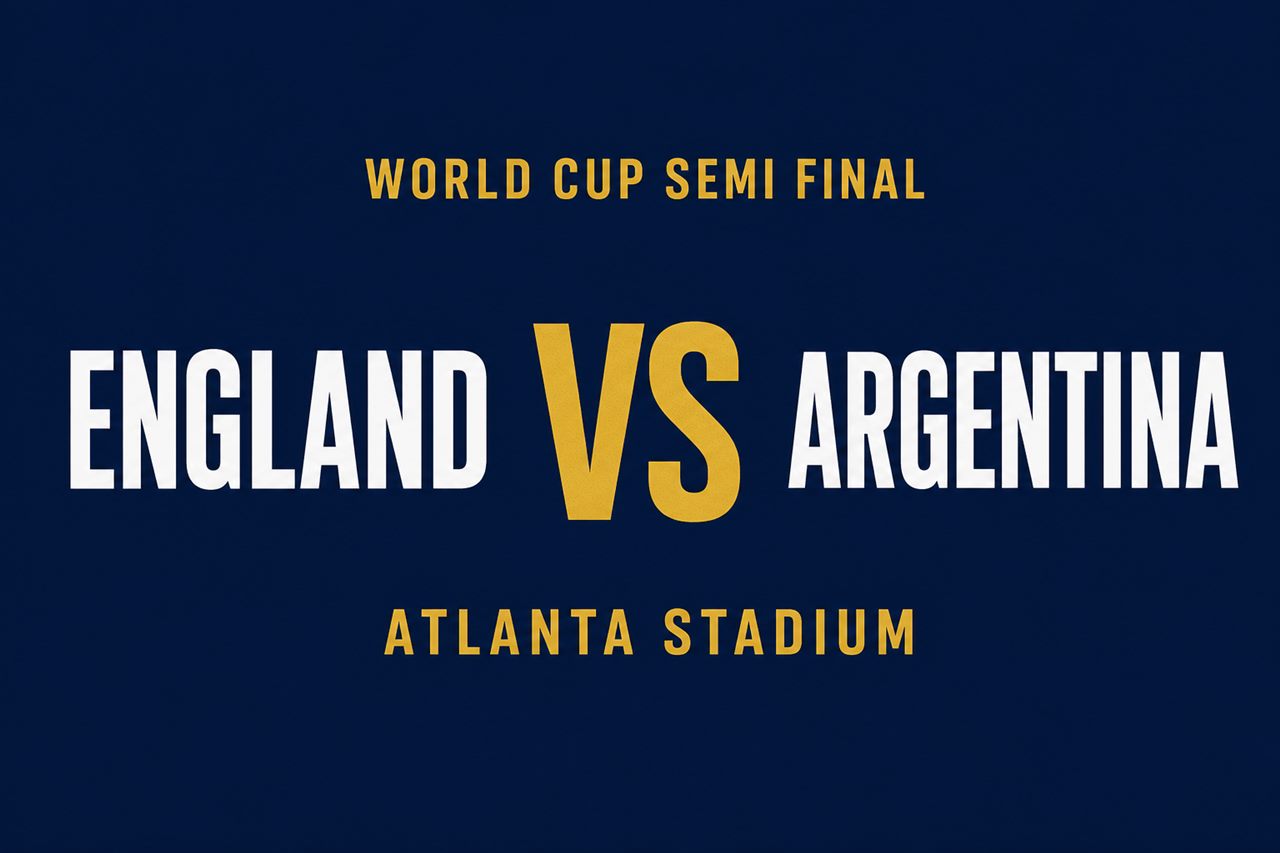 England versus Argentina World Cup 2026 semifinal matchup card in Atlanta