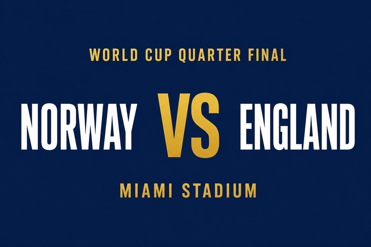 Norway versus England World Cup 2026 quarterfinal matchup card