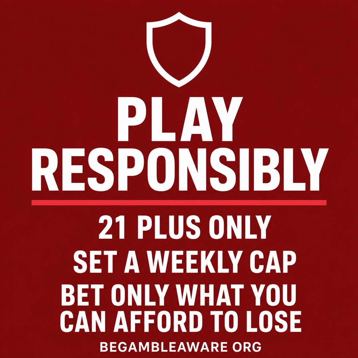 Responsible gambling reminder: bet responsibly, 21 plus, BeGambleAware