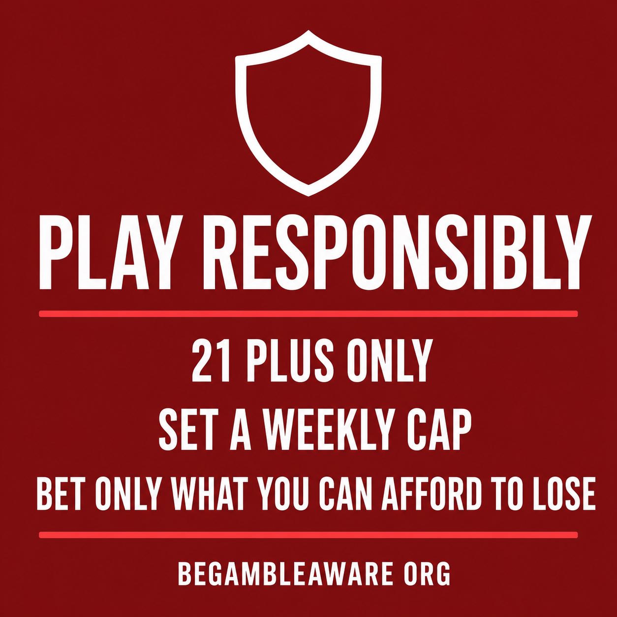 Responsible gambling reminder: bet responsibly, 21 plus, BeGambleAware